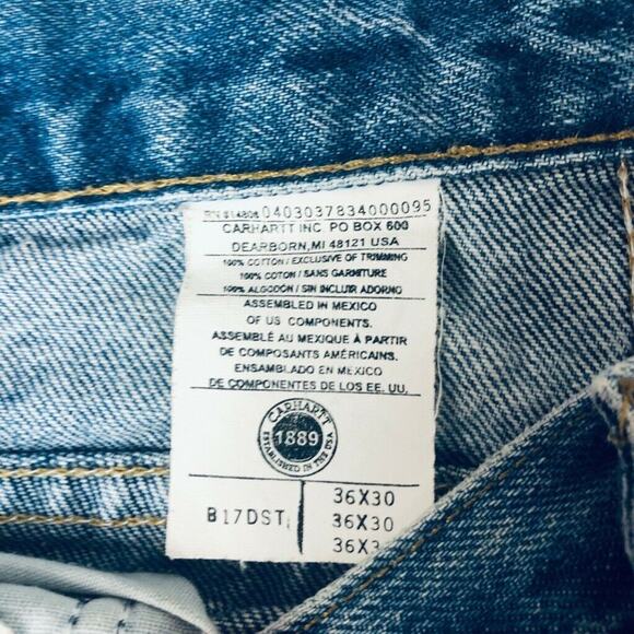 Carhartt Mens Straight Tapered Leg Jeans Blue Relaxed Fit‎ Medium Wash 36 x 30 - Picture 4 of 12